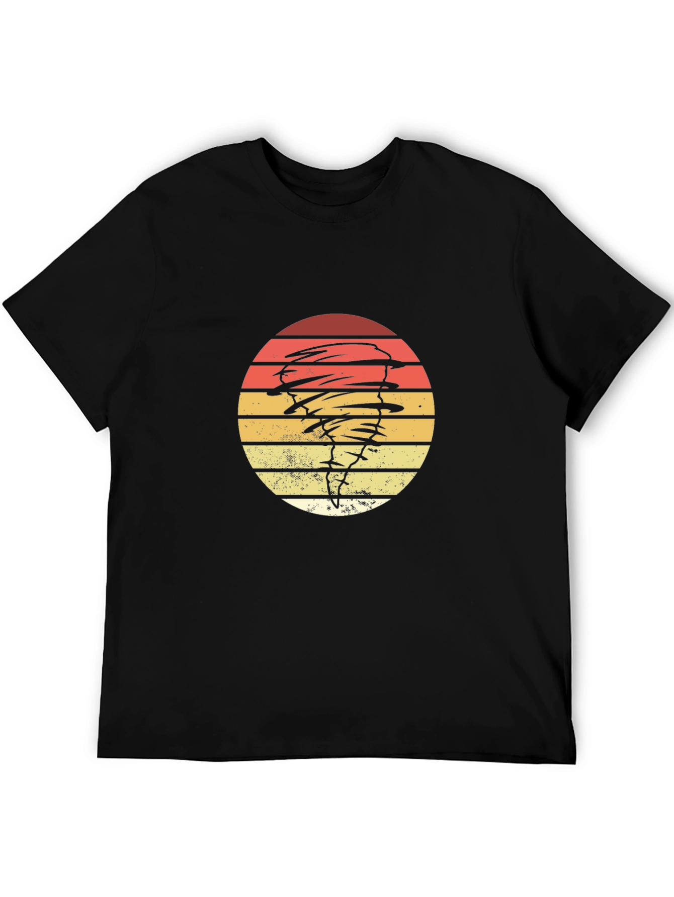 Vintage Tornado Sunset Graphic Tee - Black