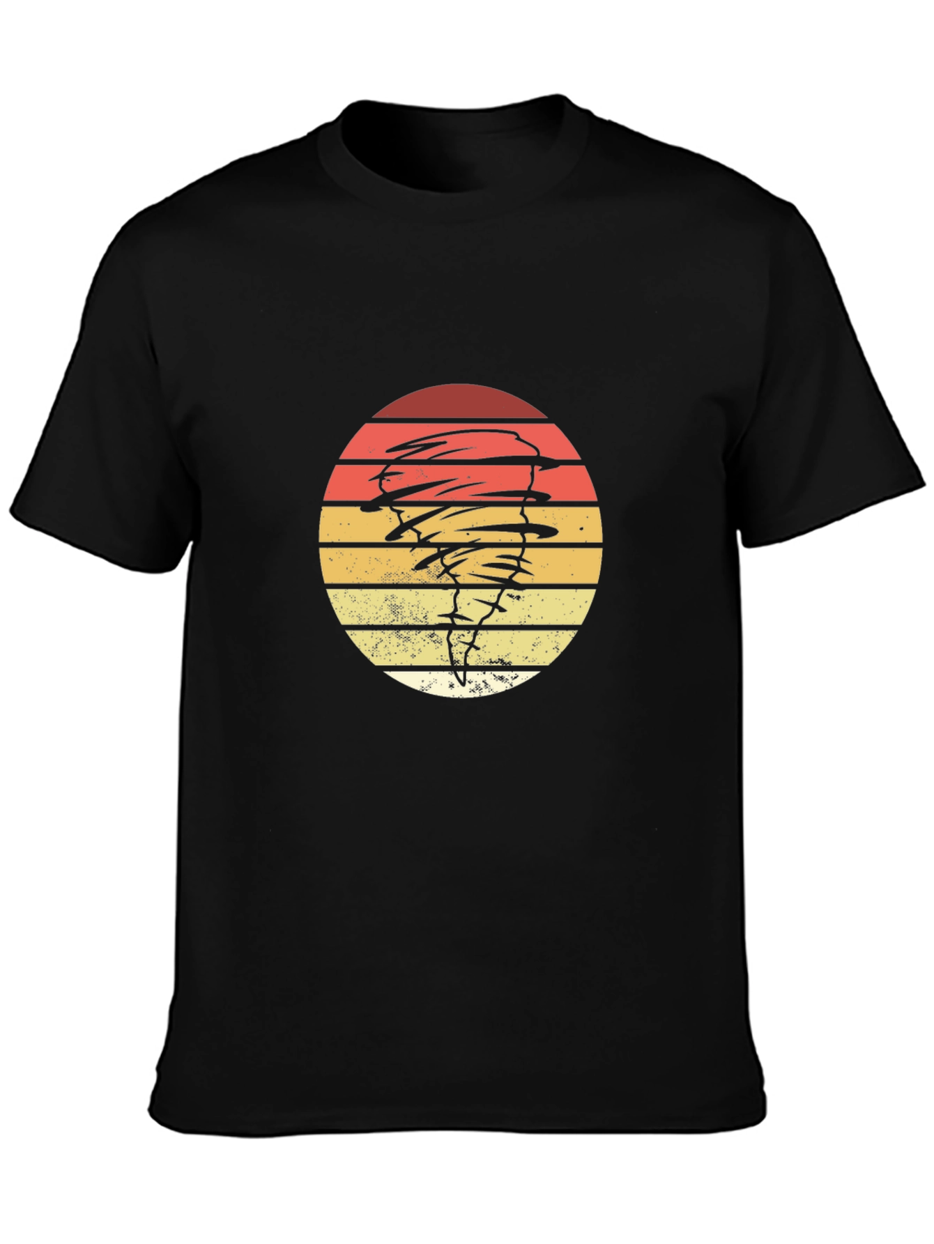 Vintage Tornado Sunset Graphic Tee - Black