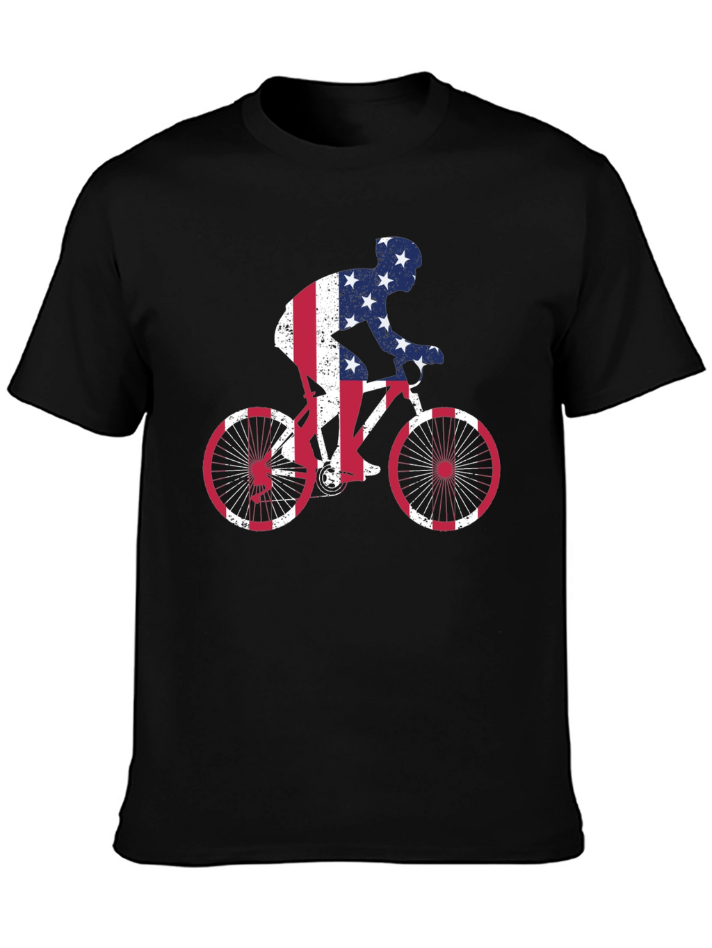 American Flag Cyclist Black T-Shirt