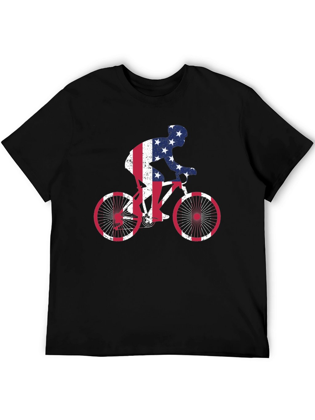 American Flag Cyclist Black T-Shirt