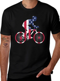 American Flag Cyclist Black T-Shirt
