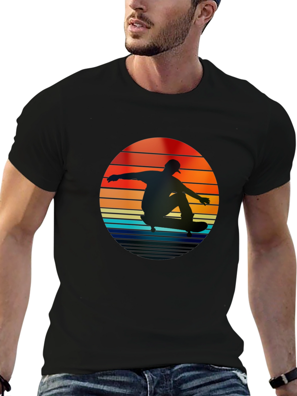 Retro Skateboarder Sunset T-Shirt