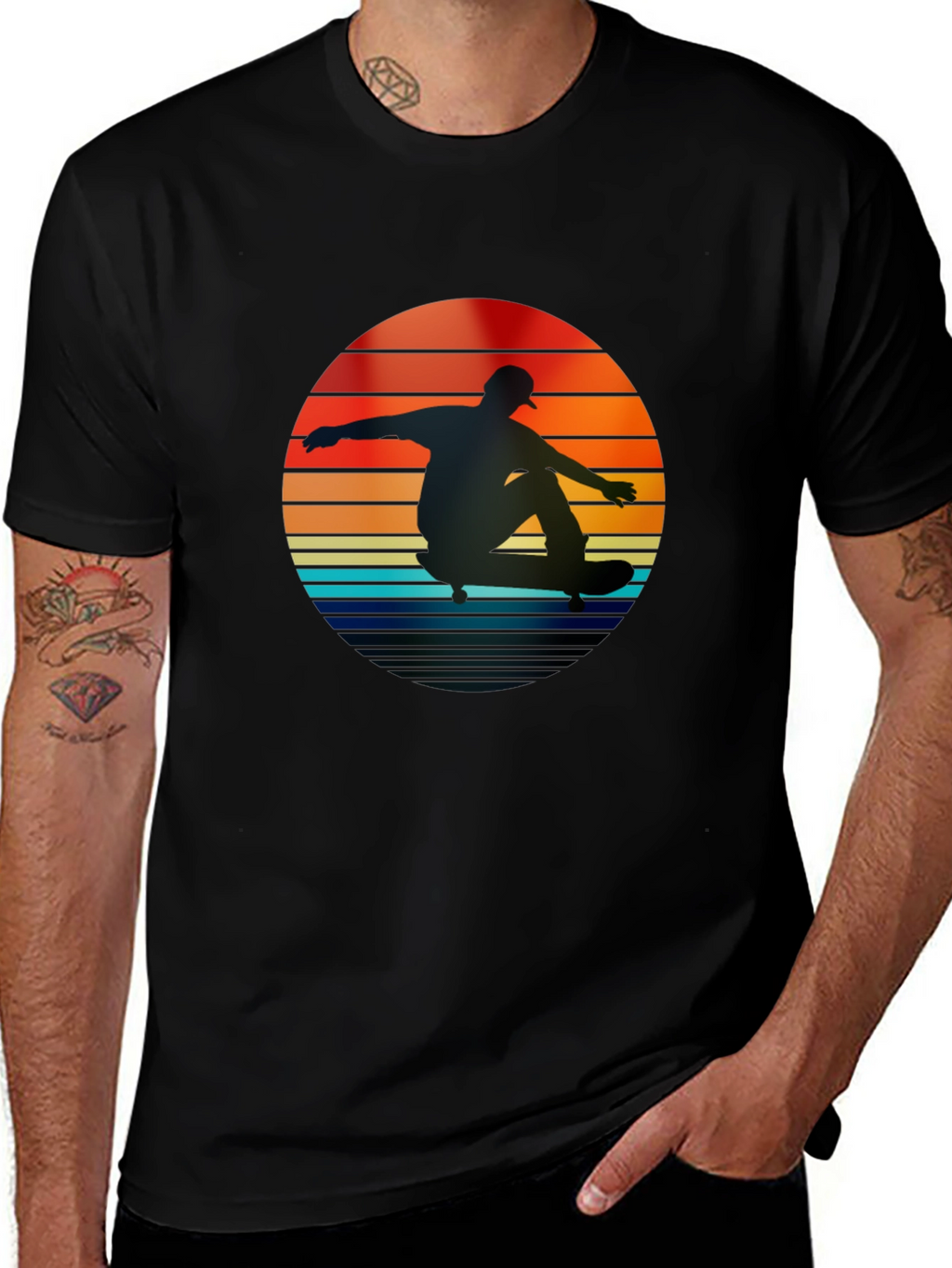 Retro Skateboarder Sunset T-Shirt
