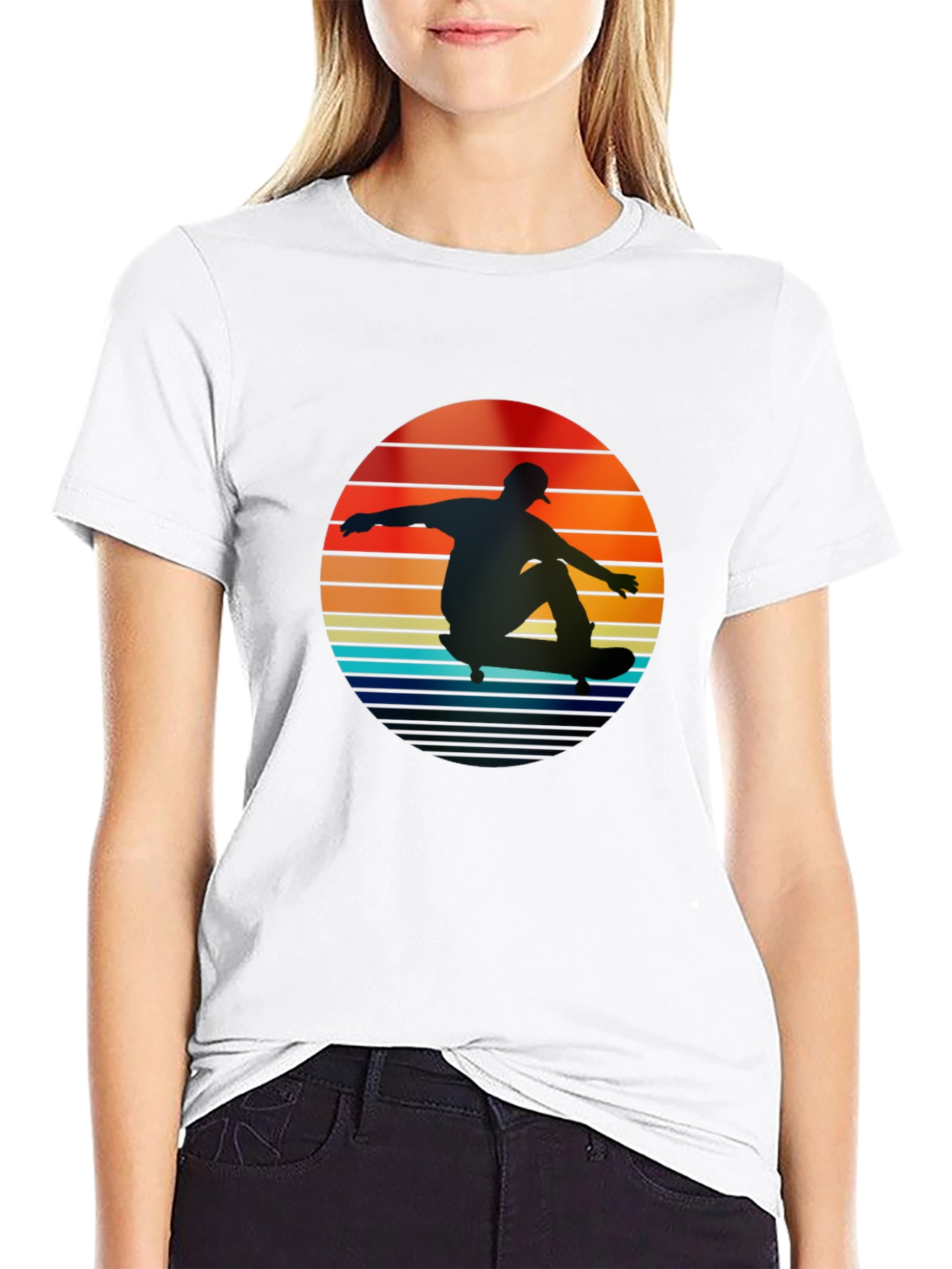 Retro Skateboarder Sunset T-Shirt