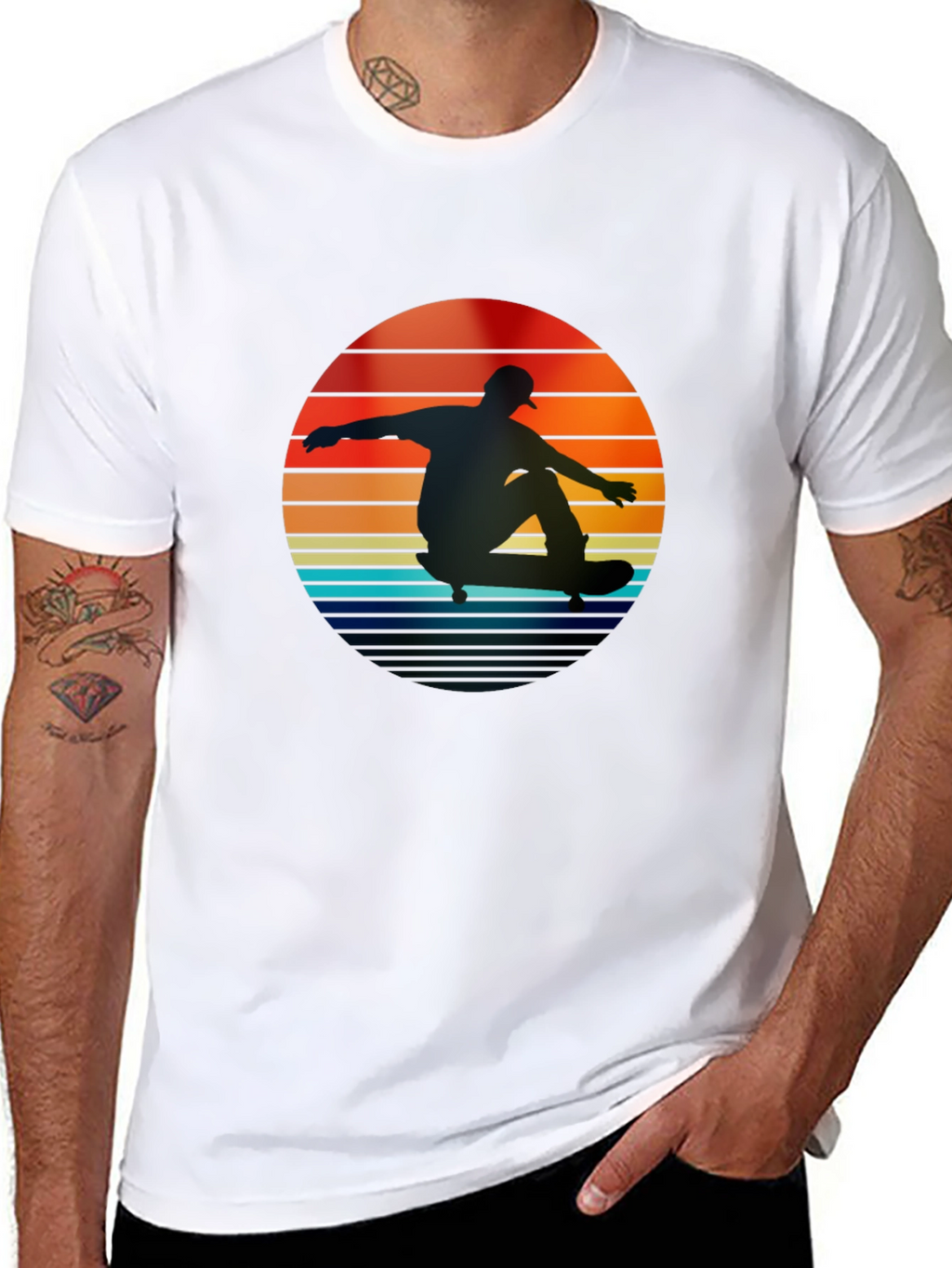 Retro Skateboarder Sunset T-Shirt