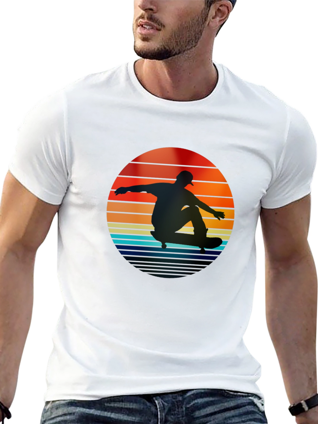 Retro Skateboarder Sunset T-Shirt