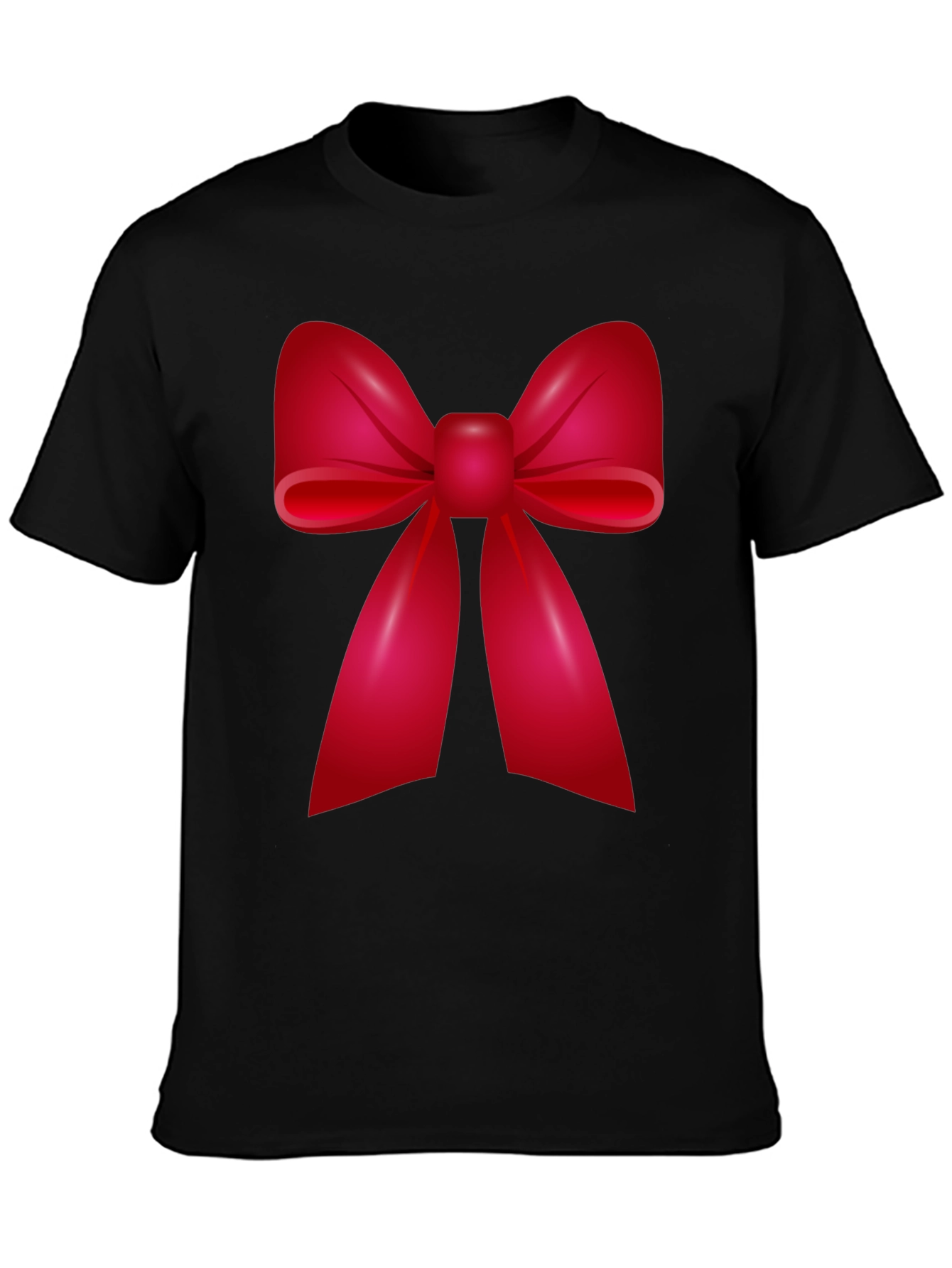 Festive Red Bow Graphic T-Shirt - Holiday Cheer
