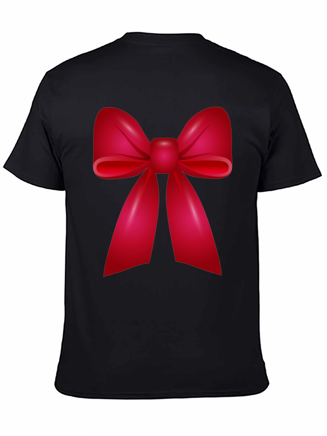 Festive Red Bow Graphic T-Shirt - Holiday Cheer