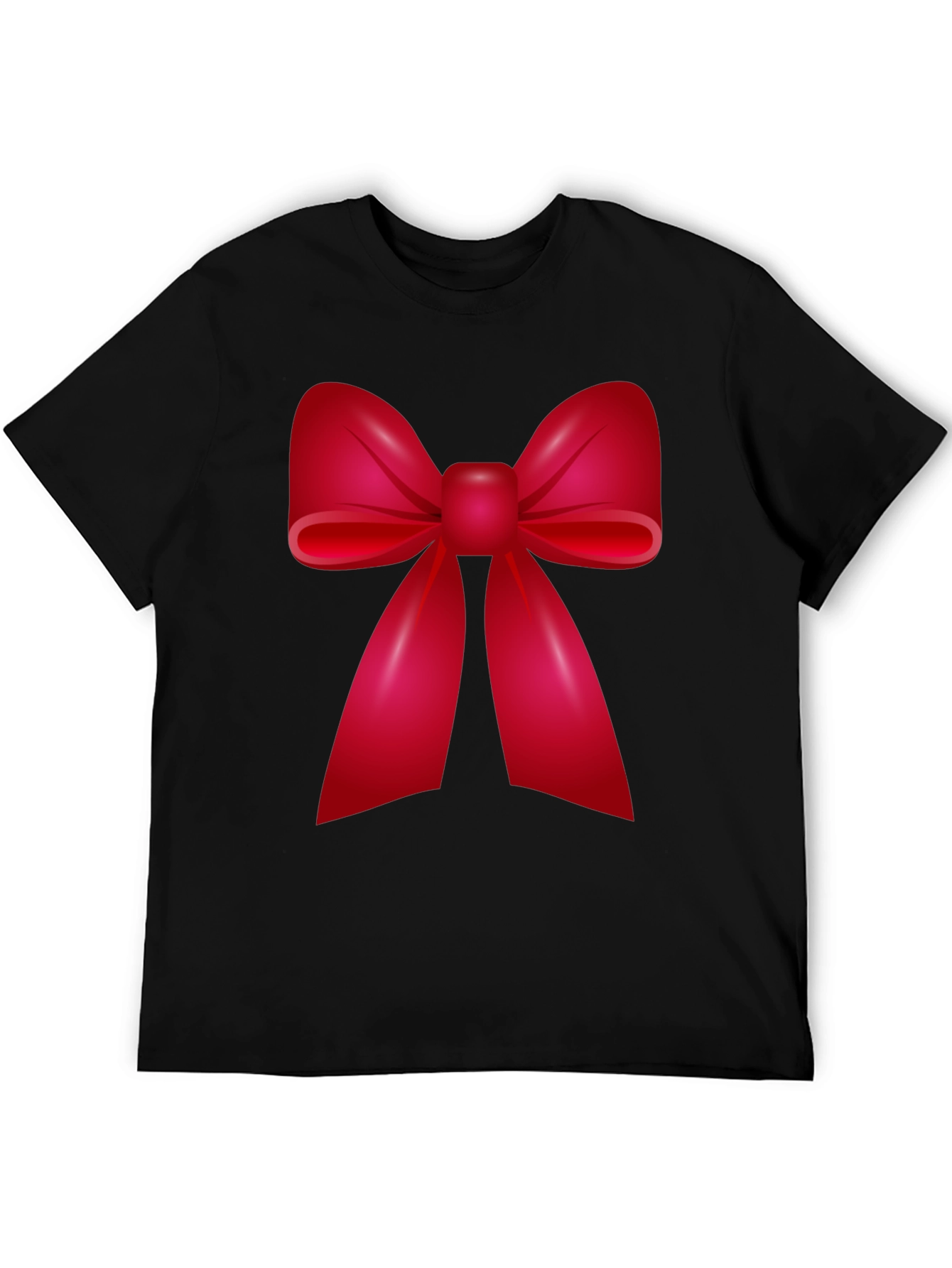 Festive Red Bow Graphic T-Shirt - Holiday Cheer