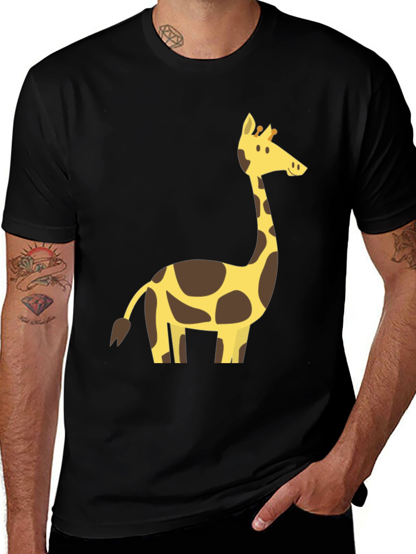 Giraffe Graphic T-Shirt - Black Crew Neck Tee