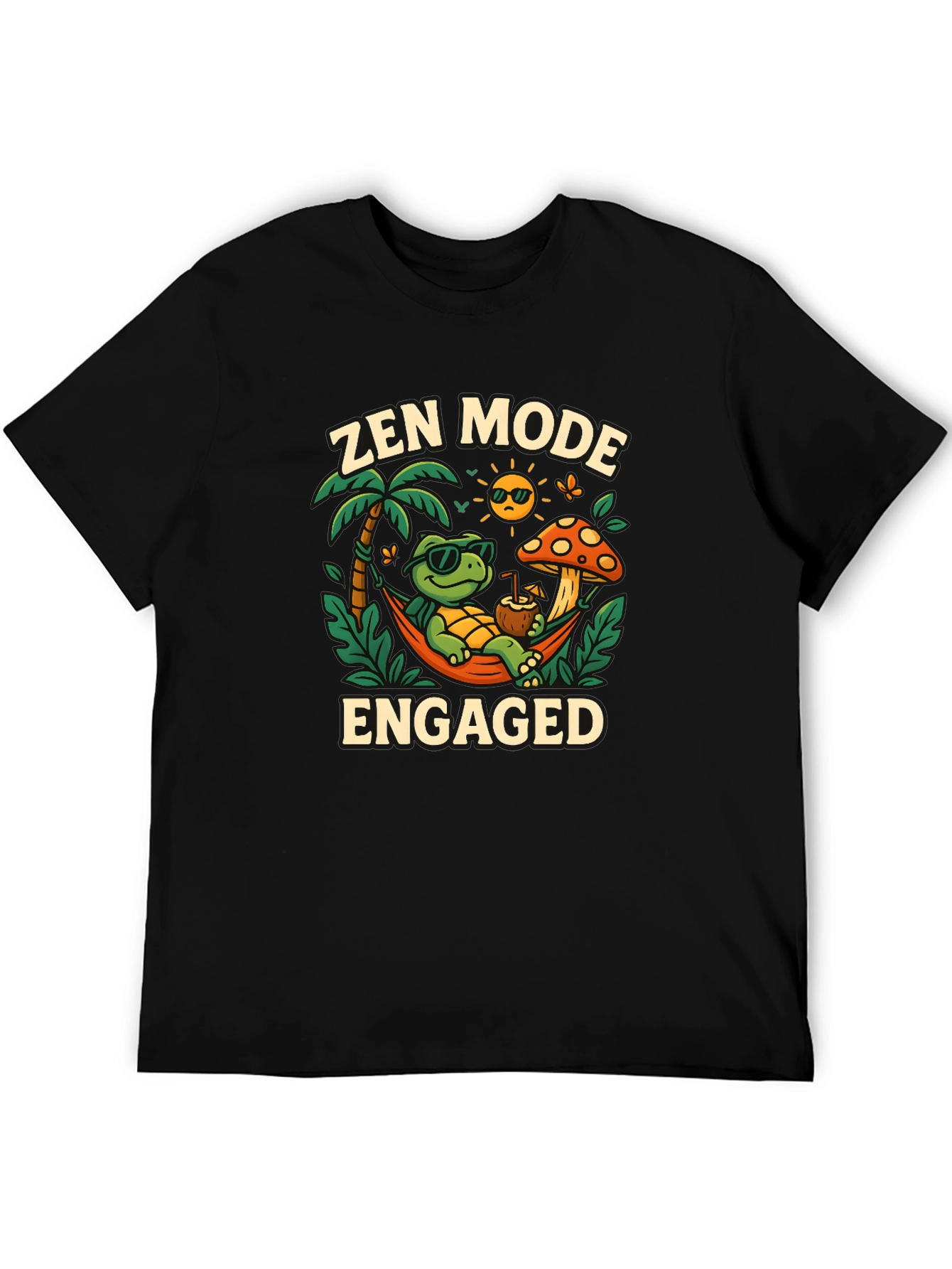 Zen Mode Engaged Graphic T-Shirt - Relaxed Turtle Design