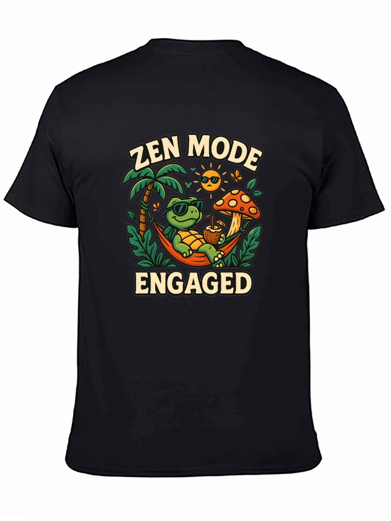 Zen Mode Engaged Graphic T-Shirt - Relaxed Turtle Design