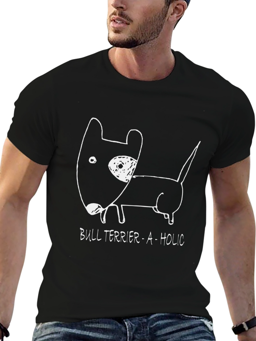 Bull Terrier-A-Holic Black Graphic Tee