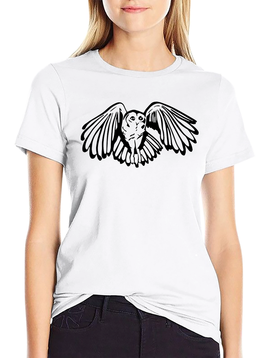 Mens Black Owl Graphic T-Shirt