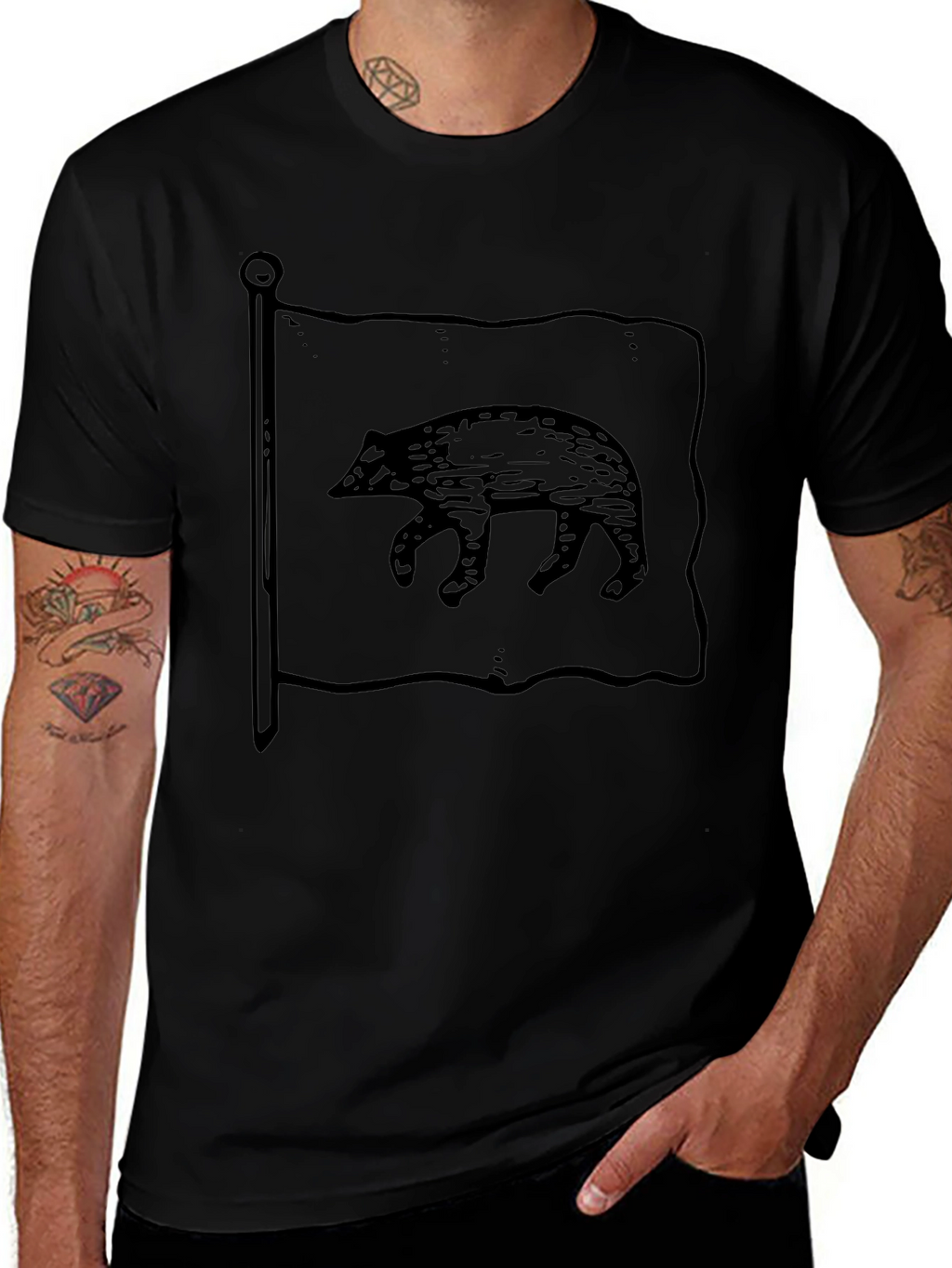 California Bear Flag Black Graphic Tee