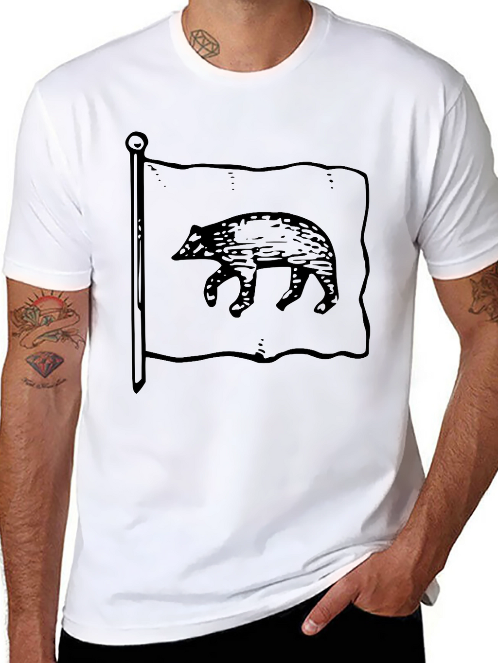 California Bear Flag Black Graphic Tee