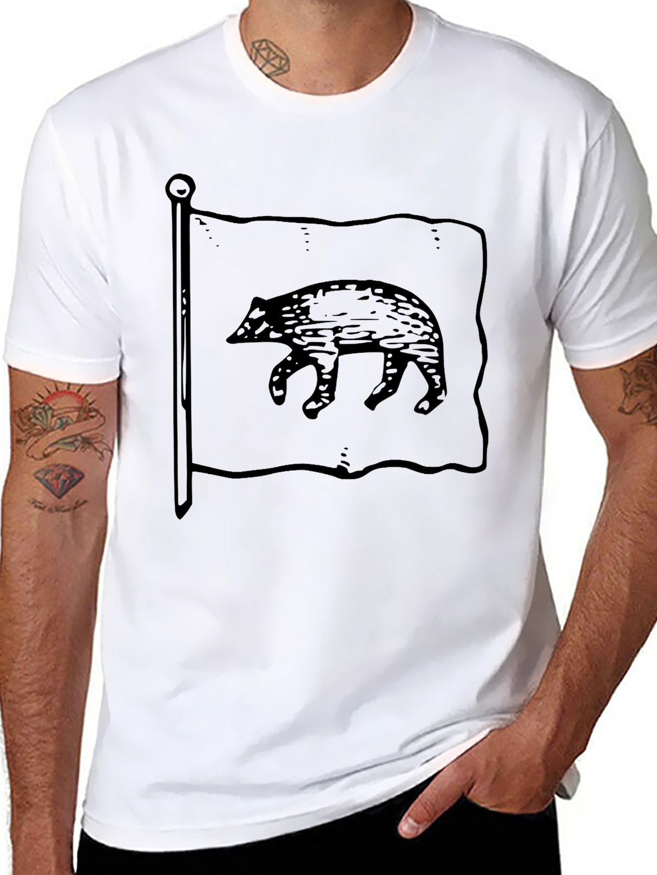 California Bear Flag Black Graphic Tee