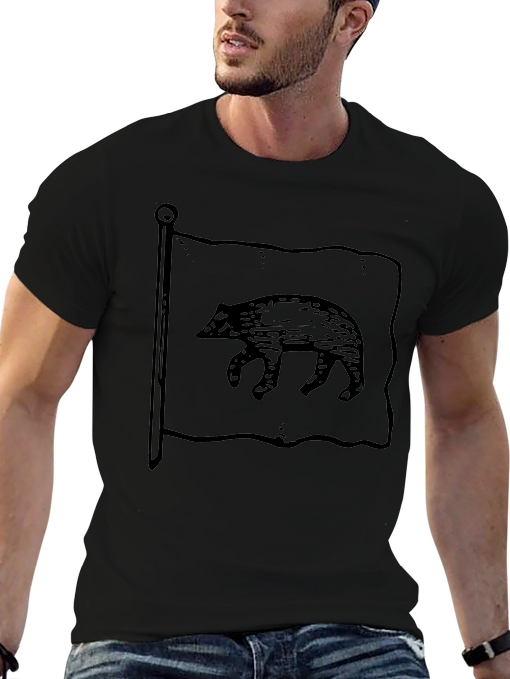 California Bear Flag Black Graphic Tee