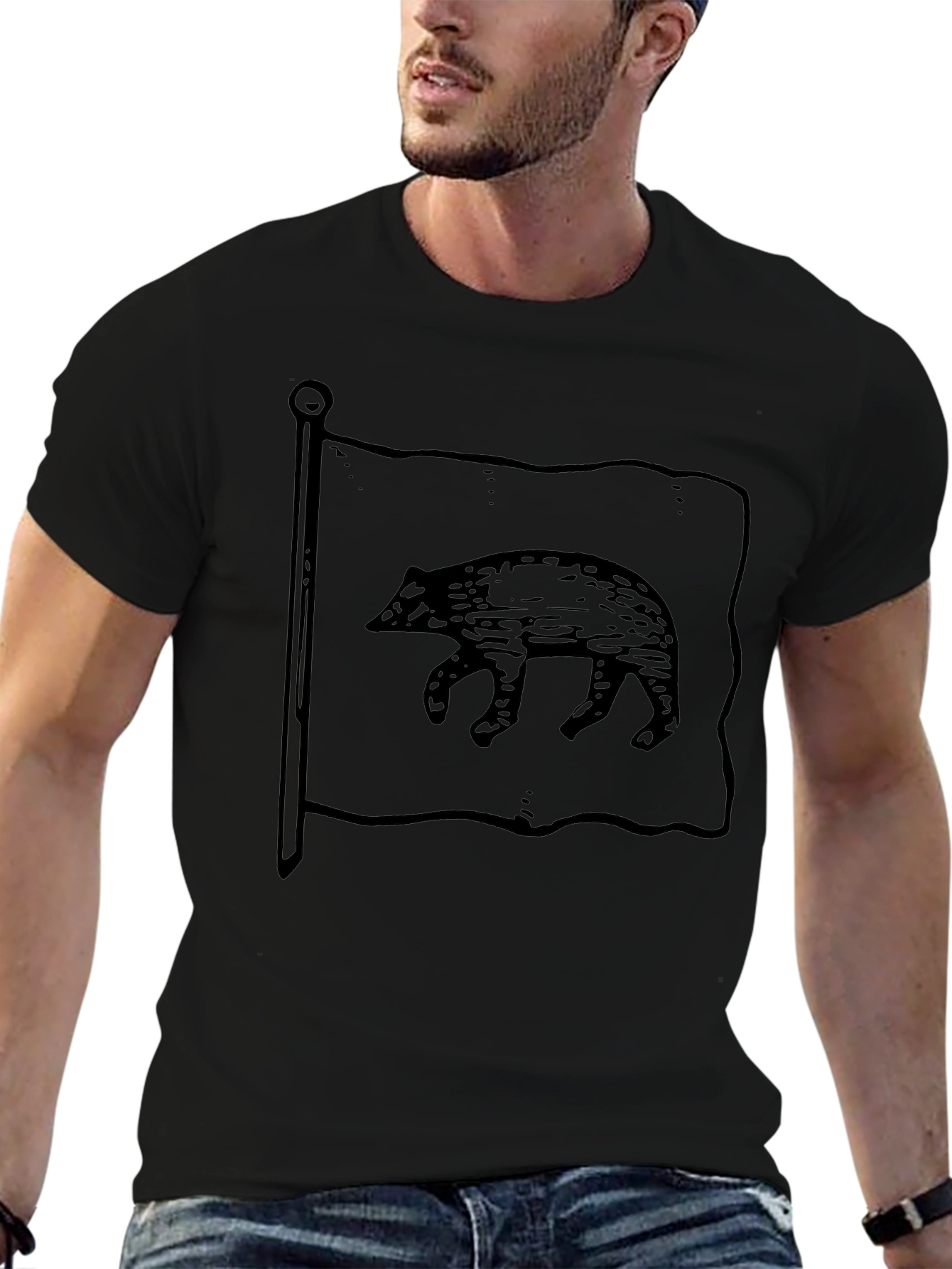 California Bear Flag Black Graphic Tee