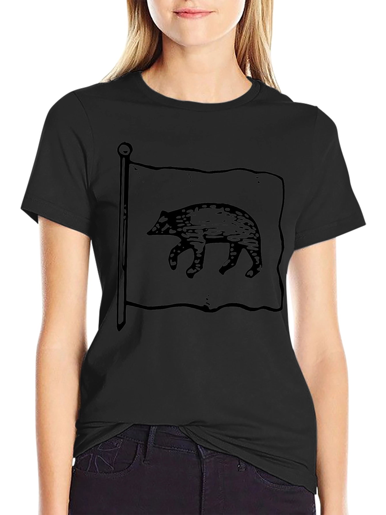 California Bear Flag Black Graphic Tee