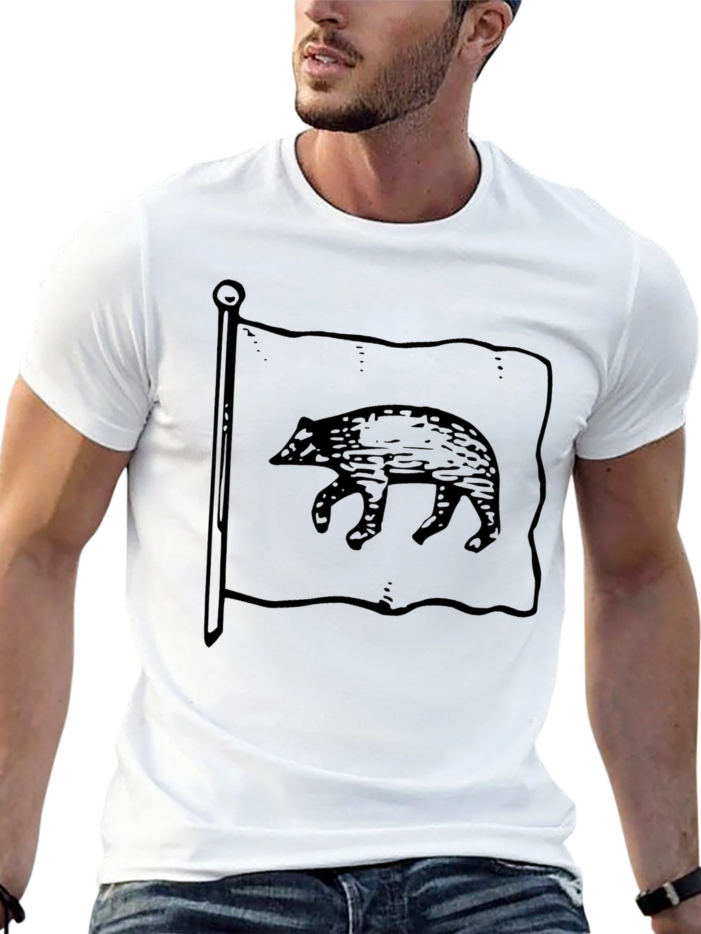 California Bear Flag Black Graphic Tee