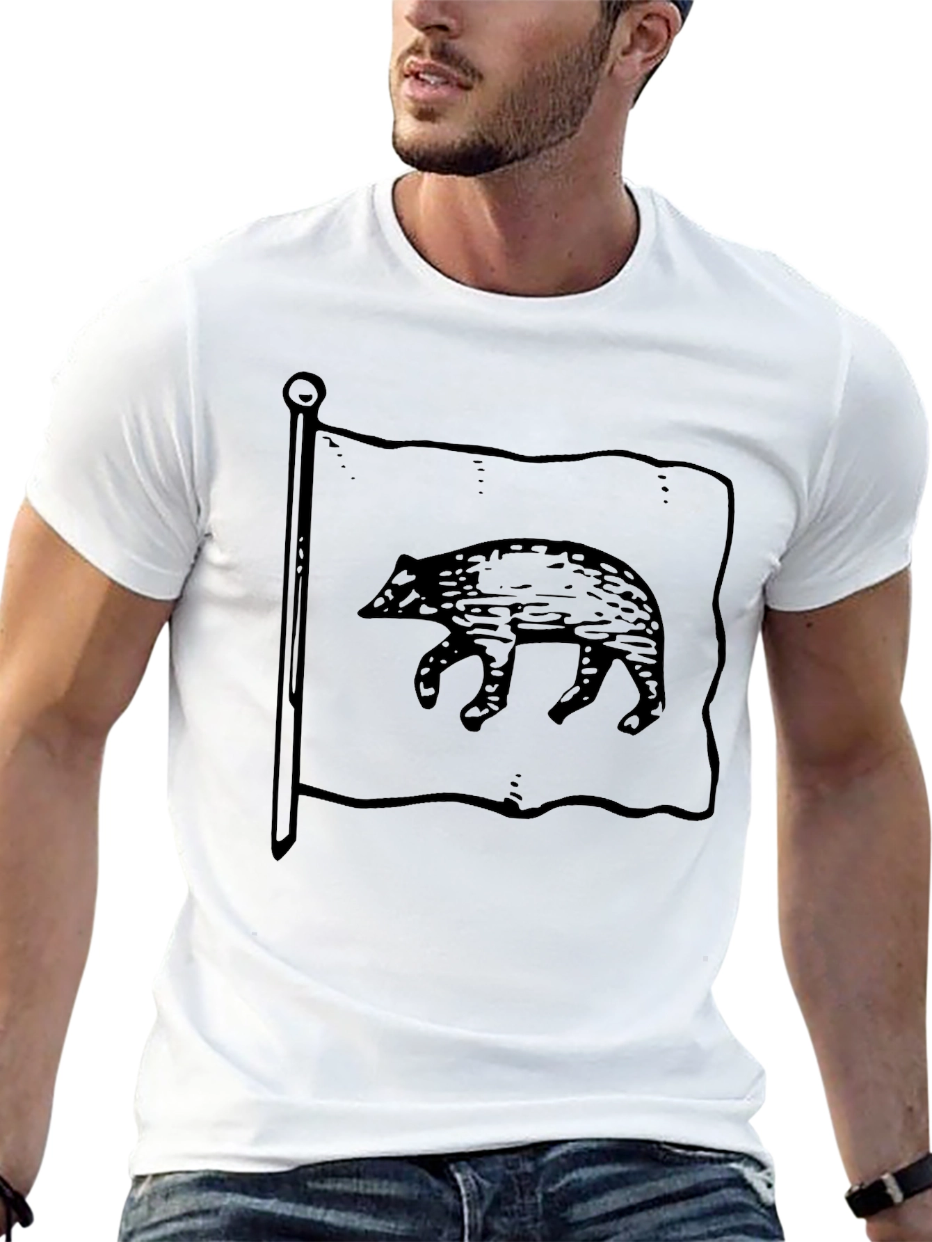 California Bear Flag Black Graphic Tee