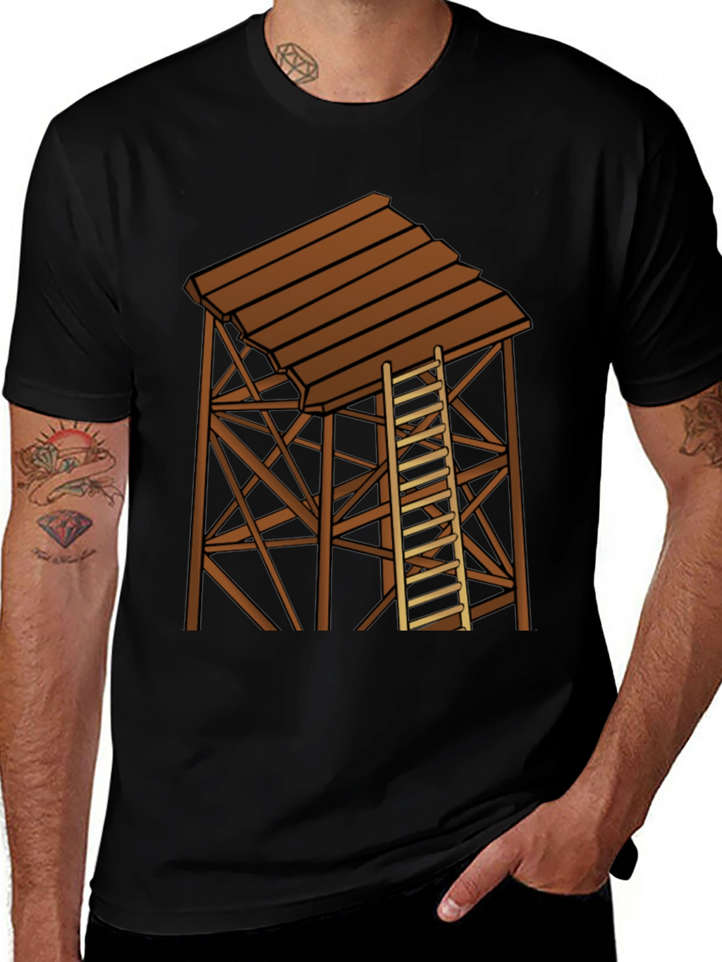 Rustic Water Tower Graphic T-Shirt