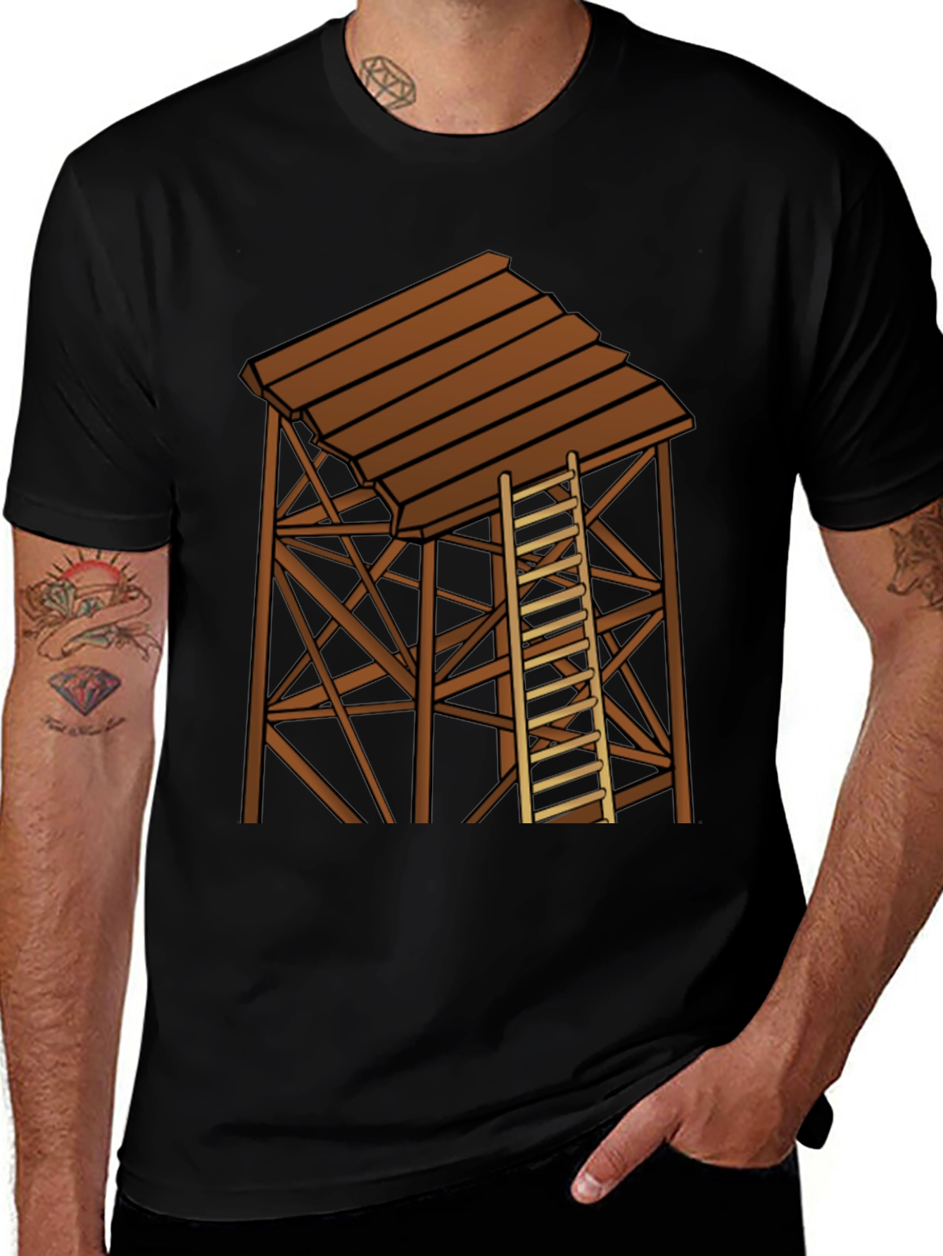 Rustic Water Tower Graphic T-Shirt