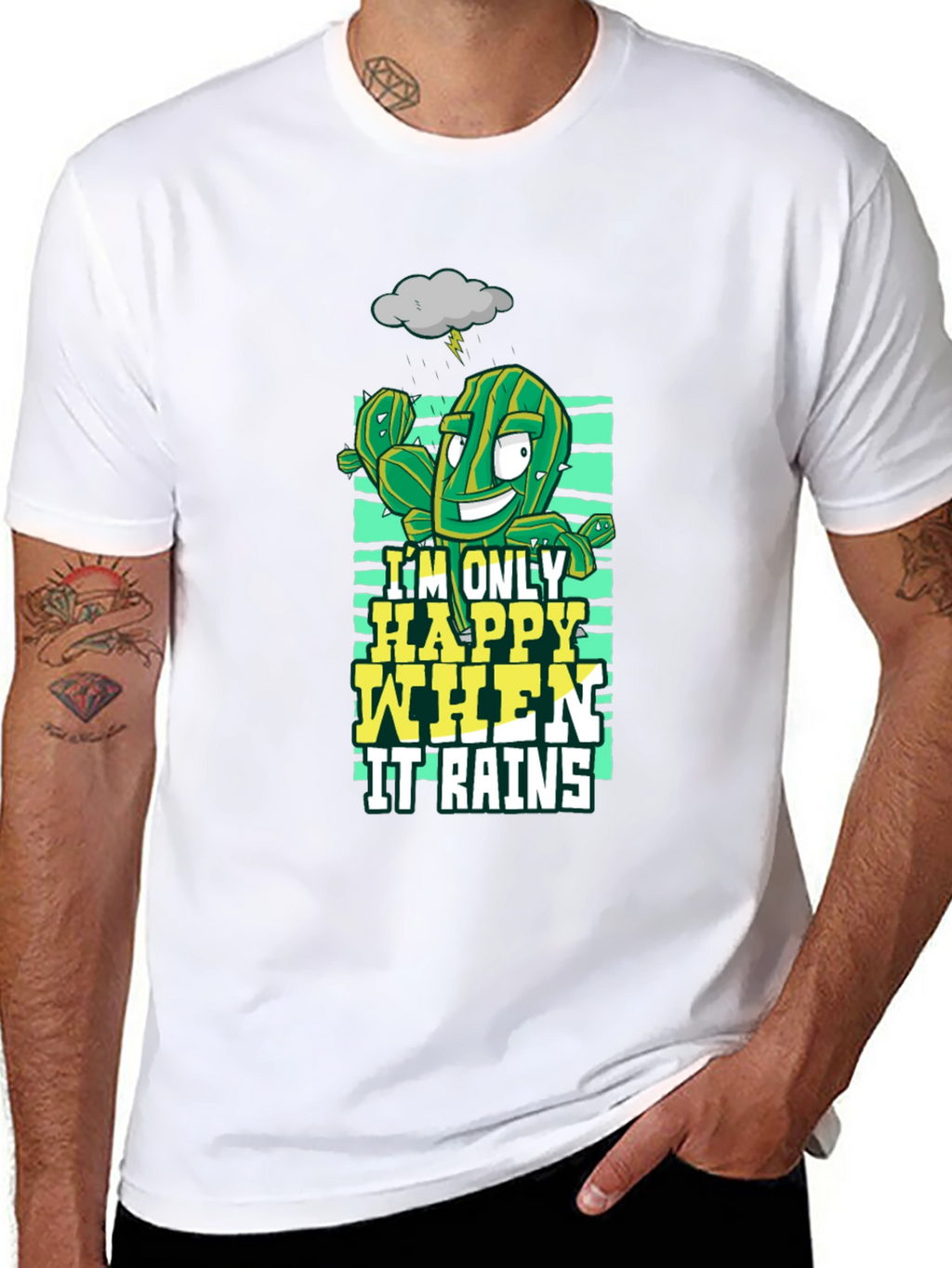 Happy When It Rains Cactus Graphic T-Shirt