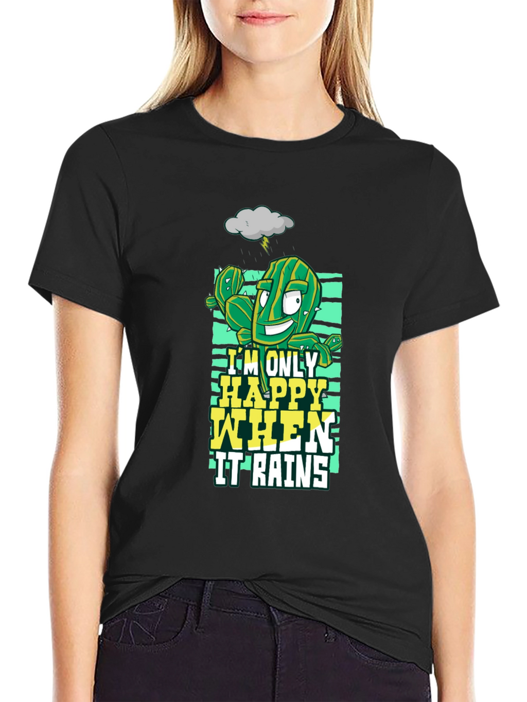 Happy When It Rains Cactus Graphic T-Shirt