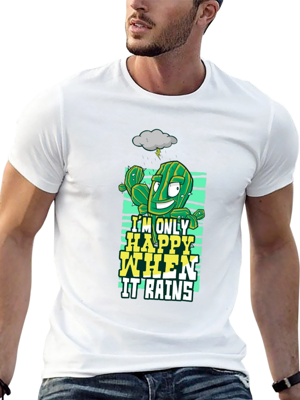 Happy When It Rains Cactus Graphic T-Shirt
