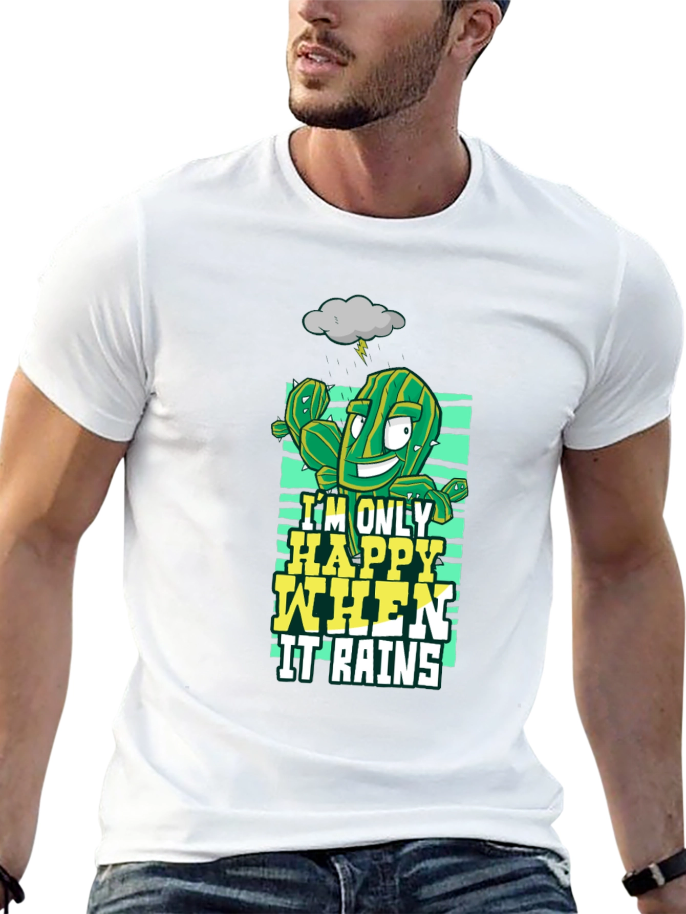 Happy When It Rains Cactus Graphic T-Shirt