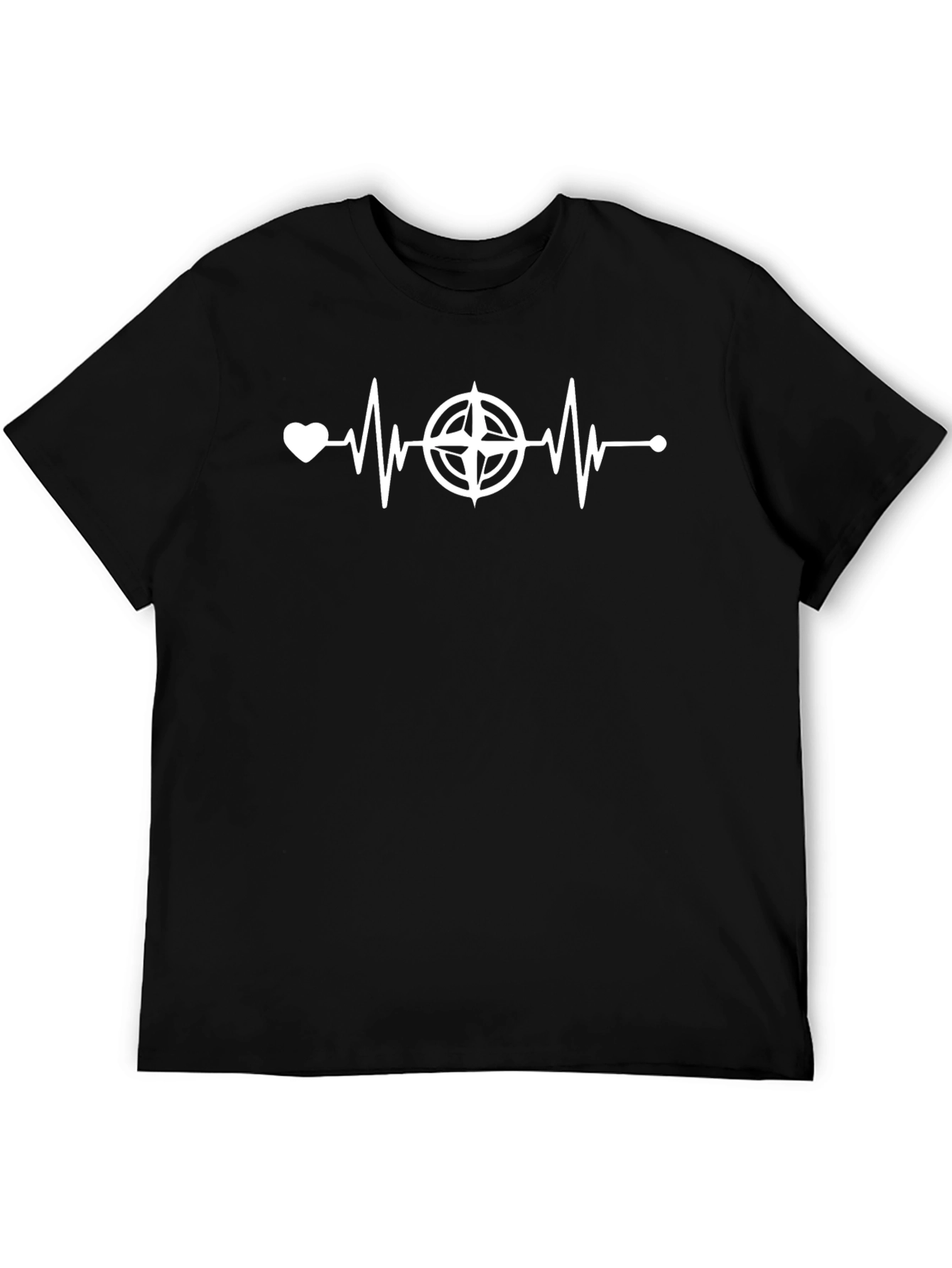 Heartbeat Compass Graphic Tee - Black