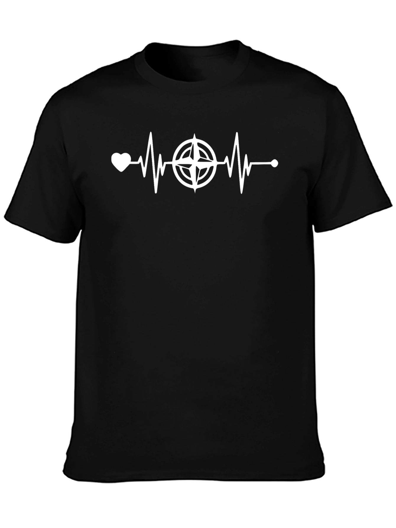 Heartbeat Compass Graphic Tee - Black