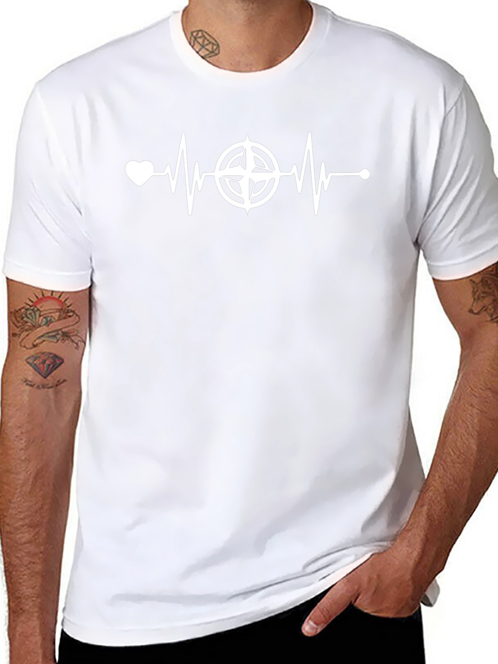 Heartbeat Compass Graphic Tee - Black