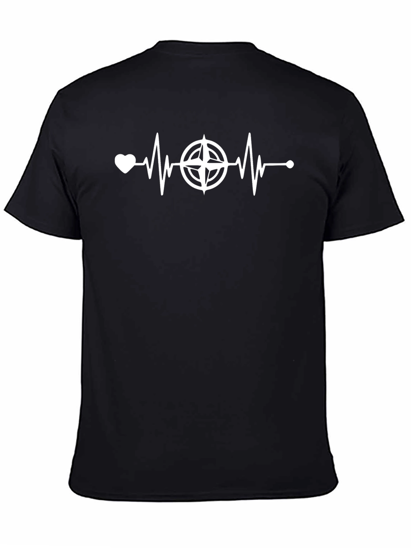 Heartbeat Compass Graphic Tee - Black