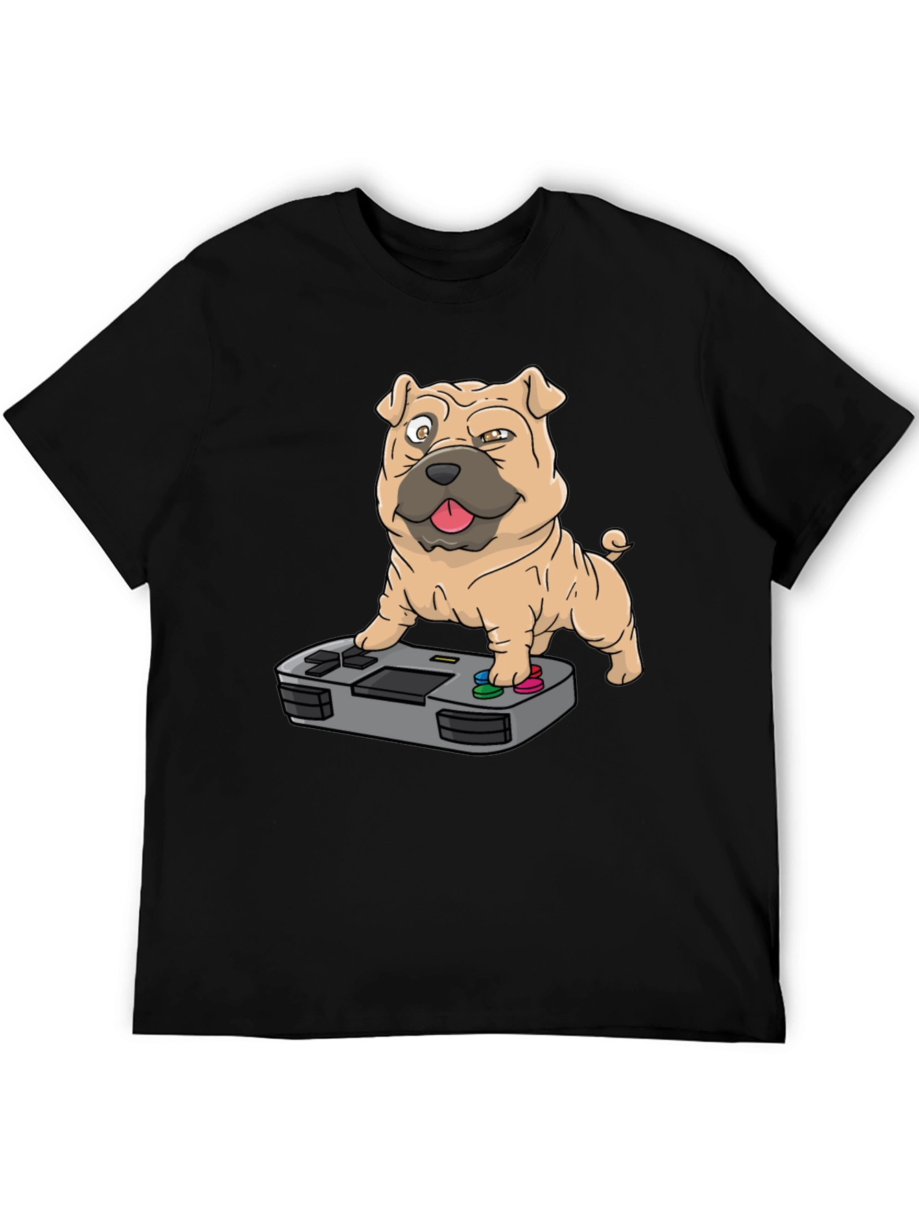 Gamer Dog Graphic T-Shirt - Black Cotton Tee