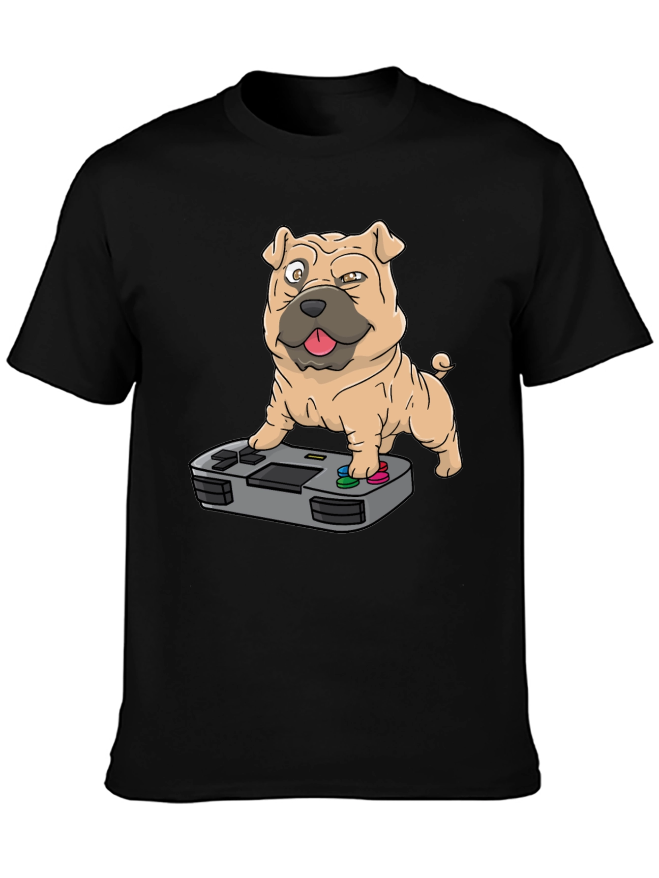 Gamer Dog Graphic T-Shirt - Black Cotton Tee