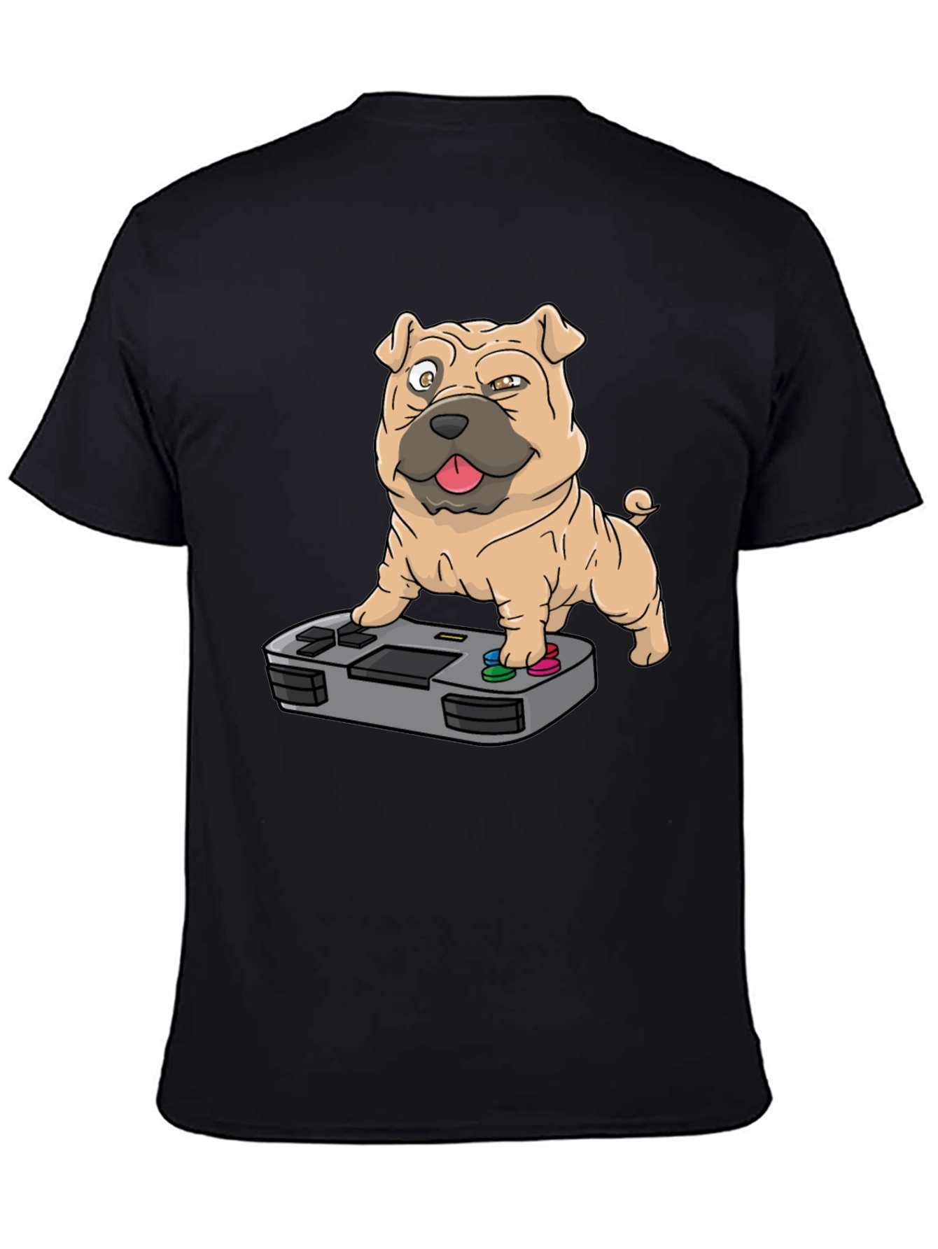 Gamer Dog Graphic T-Shirt - Black Cotton Tee