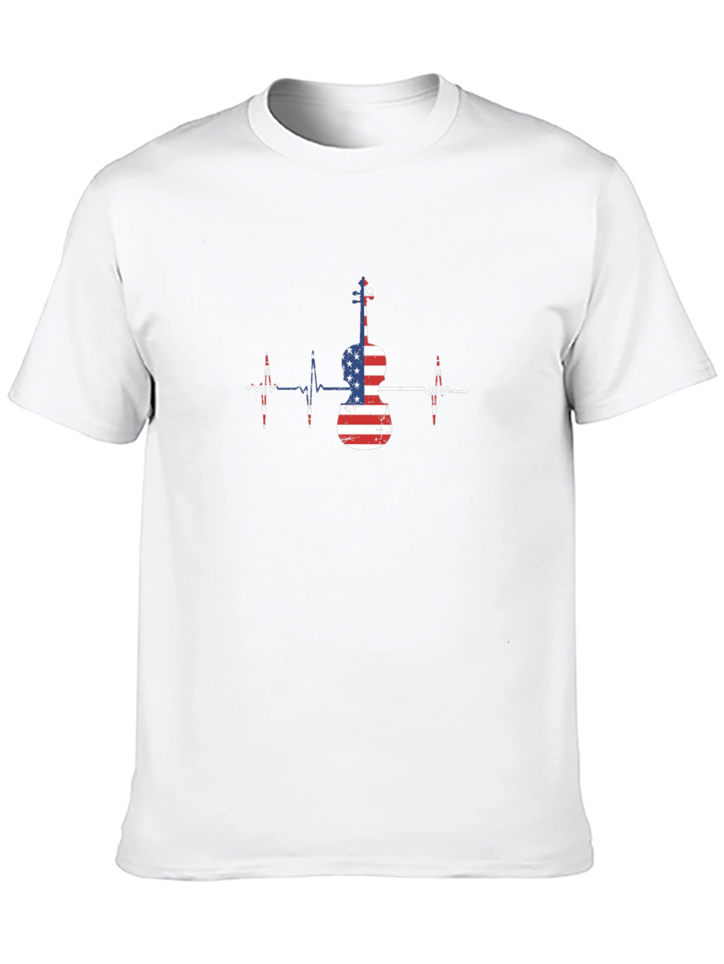 American Flag Violin Heartbeat T-Shirt