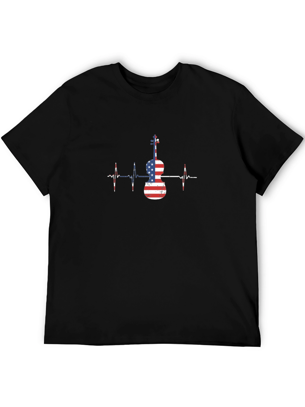 American Flag Violin Heartbeat T-Shirt