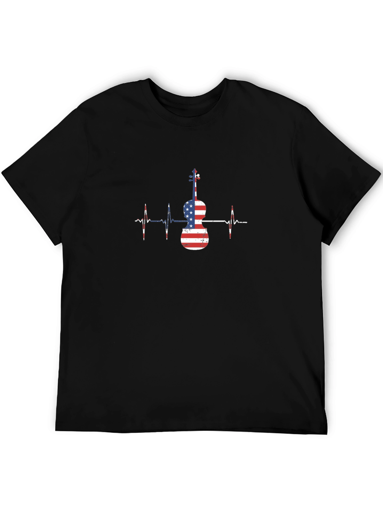 American Flag Violin Heartbeat T-Shirt