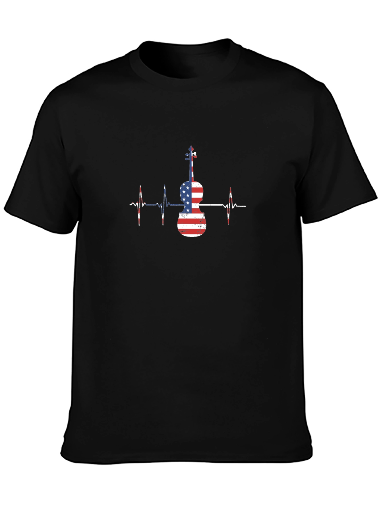 American Flag Violin Heartbeat T-Shirt