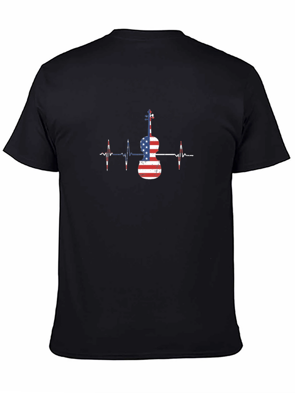 American Flag Violin Heartbeat T-Shirt