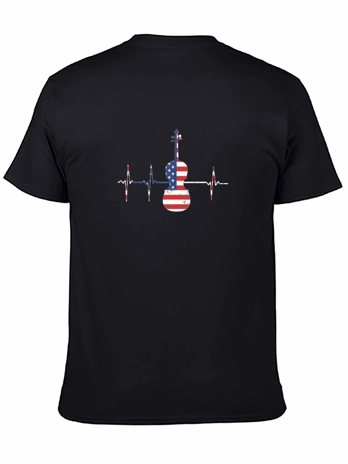 American Flag Violin Heartbeat T-Shirt